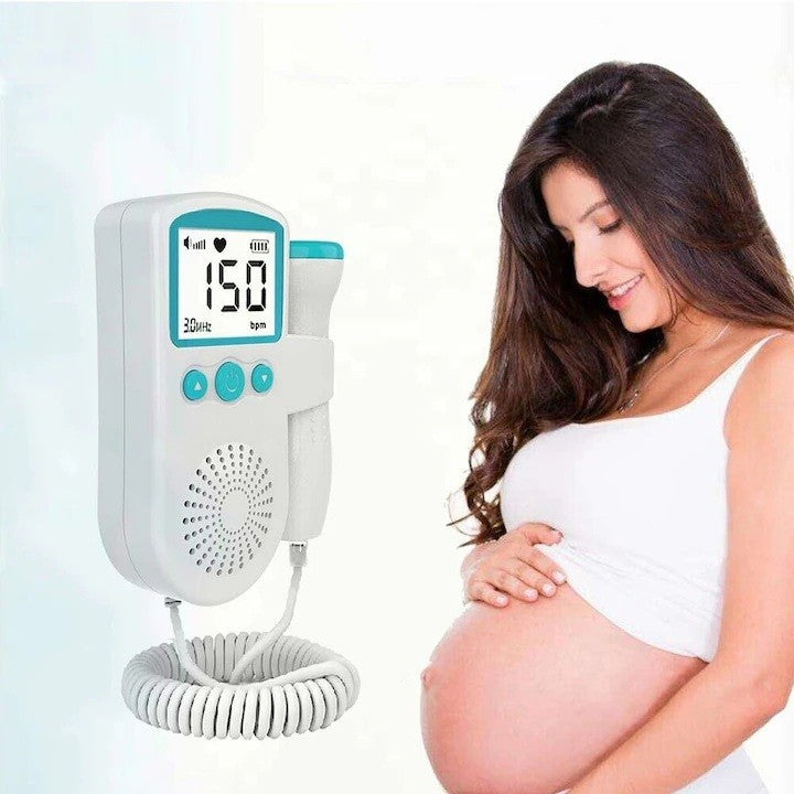 Monitor Fetal Doppler, Klevo, Monitorizare Sarcina, Ritm Cardiac, Ecran LCD 4.5 cm, 2 x Baterii AA (neincluse), Portabil, din ABS, 12.8 x 9.6 x 3 cm, Utilizare de la 9 Saptamani, Verde