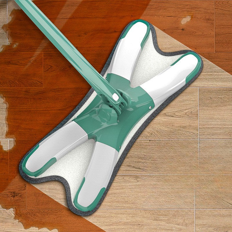 Mop Plat cu Laveta din Microfibra, Klevo, Pentru Uz Casnic, Sistem de Stoarcere X, Tija Telescopica 140 cm, Rotire 360°,38 x 140 cm, Verde