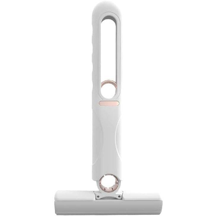 Mop de mana Klevo, mini-portabil, cu sistem de stoarcere, dispozitiv de curatat manual, cu burete absorbant, material PVA, multisuprafete si geamuri, 29.5 x 15.5 cm, alb
