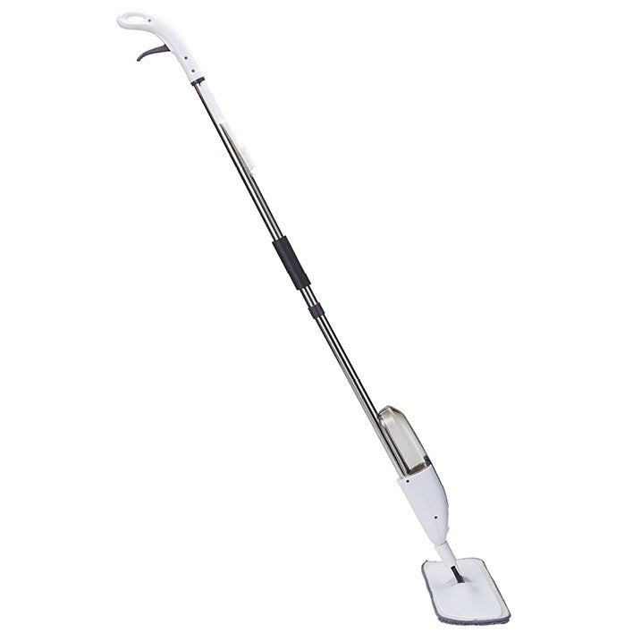 Mop plat, Klevo, cu pulverizator, pentru uz casnic, plastic, rezerva de mop din microfibra, 125x40 cm, Alb/Mov