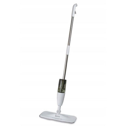 Mop plat, Klevo, cu pulverizator, pentru uz casnic, plastic, rezerva de mop din microfibra, 125x40 cm, Alb/Negru