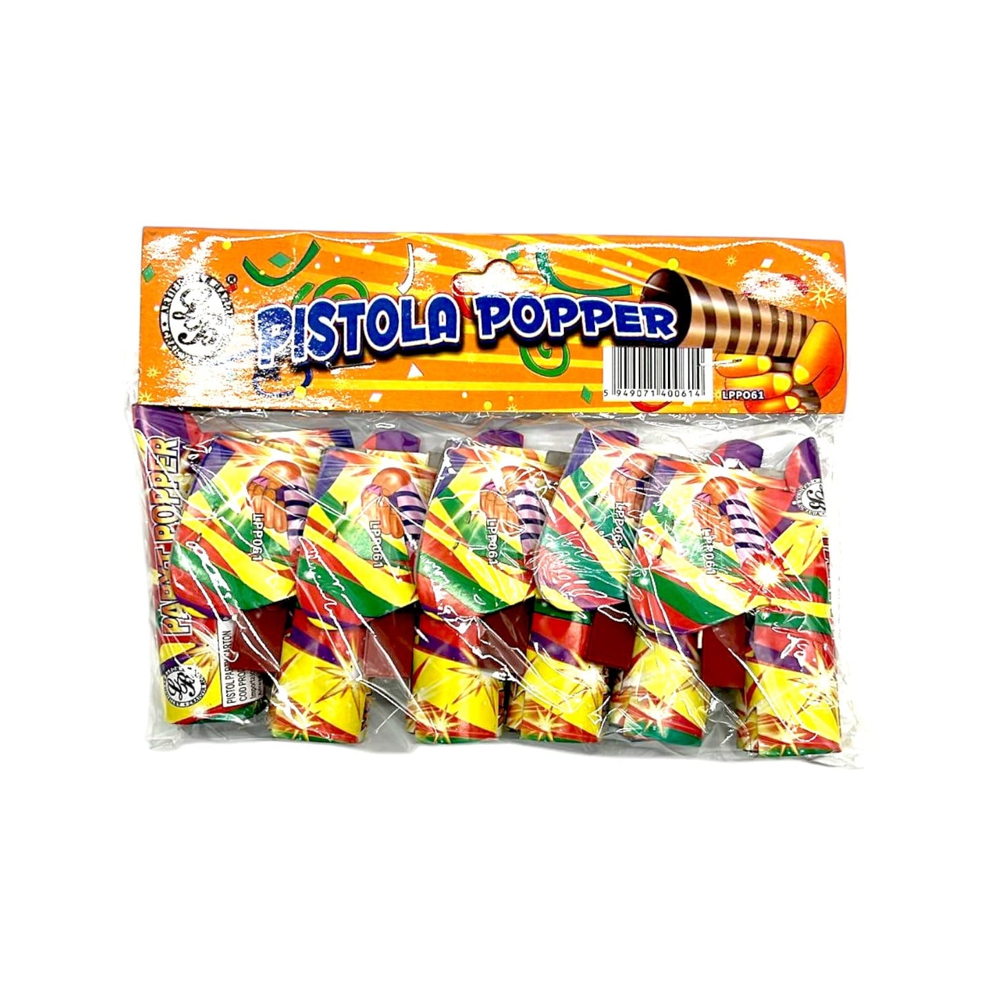 Pistol Party color paper Ø25/L95mm – Pistola popper – set 6 bucati
