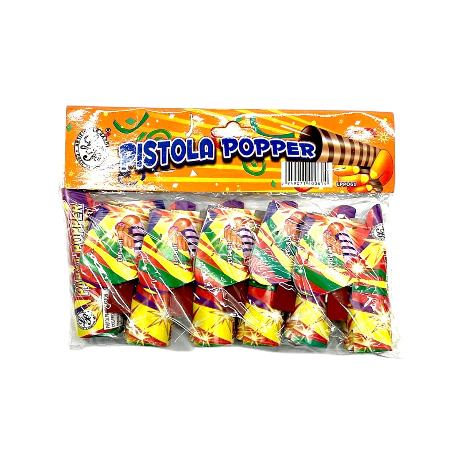 Pistol Party color paper Ø25/L95mm – Pistola popper – set 6 bucati