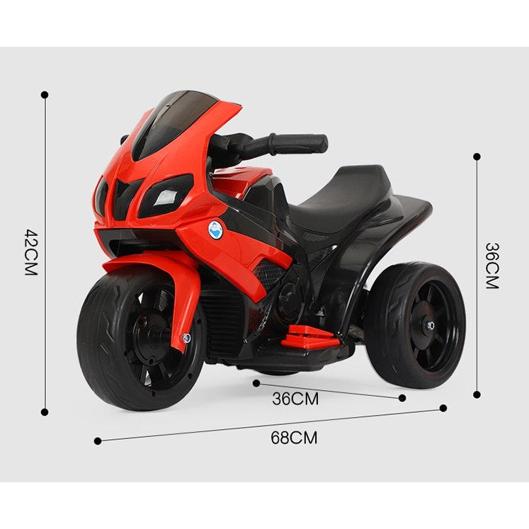 Motocicleta Electrica Klevo, cu Acumulator, cu Sistem Anti-Rasturnare, Sistem de Lumini si Sunet, 1-4 Ani, 42 x 68 x 36 cm, Rosu