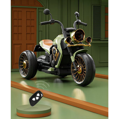Motocicleta Electrica Klevo, cu Acumulator, Bluetooth, Sistem Anti-Rasturnare, Sistem de Lumini si Sunet, 1-8 Ani, 93 x 48 x 63 cm, Verde