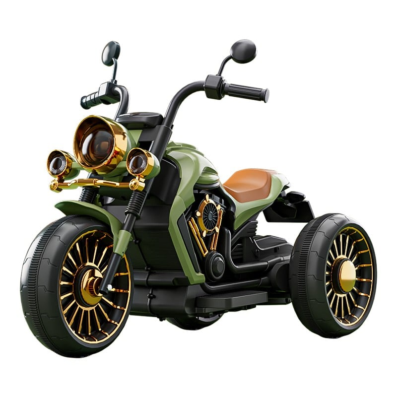 Tricicleta Electrica Klevo, cu Acumulator, Telecomanda, Bluetooth, Sistem Anti-Rasturnare, Sistem de Lumini si Sunet, 1-8 Ani, 93 x 48 x 63 cm, Verde