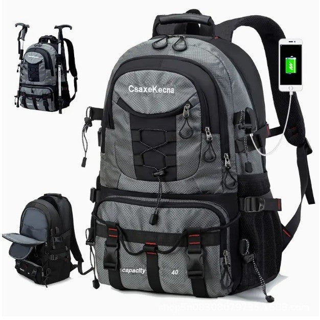 Rucsac Multifunctional de Alpinism, Klevo, Capacitate 36-55 L, de Calatorie, Impermeabil, Slot USB Incarcare Telefon, Bretele Reglabile, 52 x 34 x 19 cm, Gri