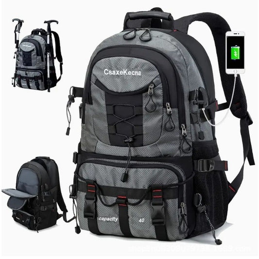 Rucsac Multifunctional de Alpinism, Klevo, Capacitate 36-55 L, de Calatorie, Impermeabil, Slot USB Incarcare Telefon, Bretele Reglabile, 52 x 34 x 19 cm, Gri