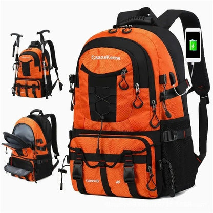 Rucsac Multifunctional de Alpinism, Klevo, Capacitate 36-55 L, de Calatorie, Impermeabil, Slot USB Incarcare Telefon, Bretele Reglabile, 52 x 34 x 19 cm, Portocaliu
