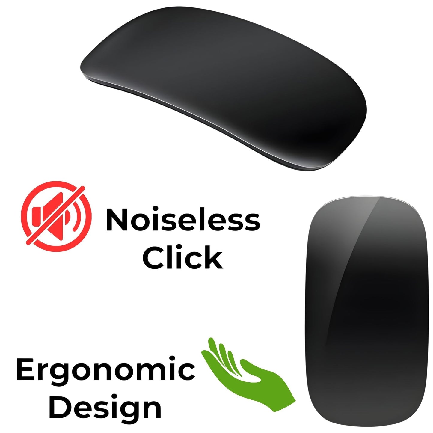 Mouse Wireless cu Gesturi, KLEVO, Bluetooth + 2.4GHz, Reincarcabil USB, Ultra Subtire, 1600 DPI, Silentios, Design Elegant si Compact, Compatibil cu Laptop/PC, Telefon si Tableta, Ideal pentru Birou si Calatorii, Negru