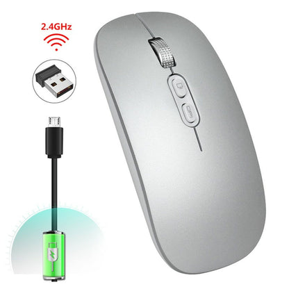 Mouse Wireless Reincarcabil, Klevo, Compatibil Windows/macOS, Bluetooth 5.1 + 2.4GHz, Silentios, DPI 800/1200/1600, Argint