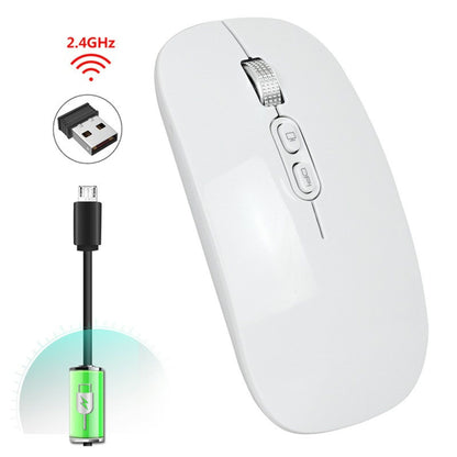 Mouse Wireless Reincarcabil, Klevo, Compatibil Windows/macOS, Bluetooth 5.1 + 2.4GHz, Silentios, DPI 800/1200/1600, Alb