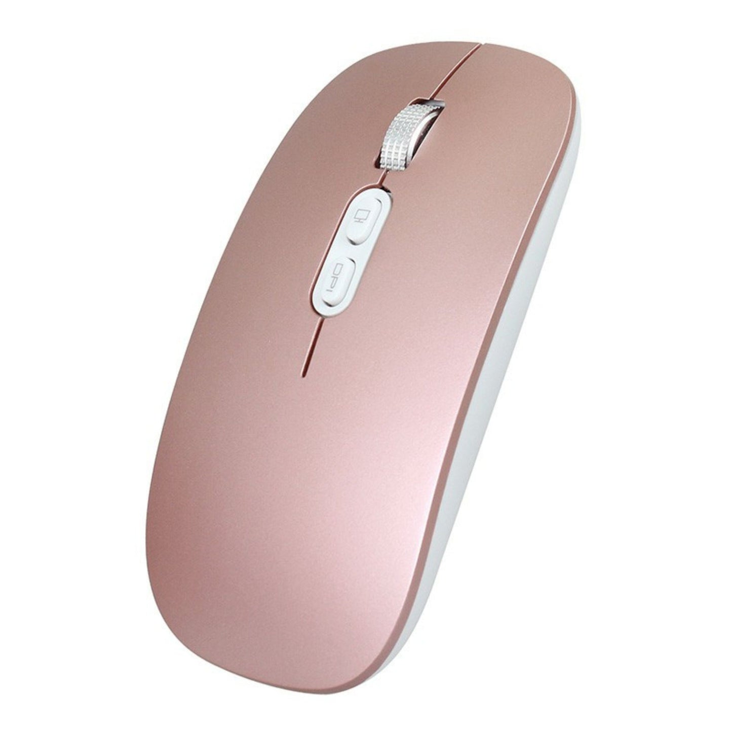 Mouse Wireless Reincarcabil, Klevo, Compatibil Windows/macOS, Bluetooth 5.1 + 2.4GHz, Silentios, DPI 800/1200/1600, Roz Auriu