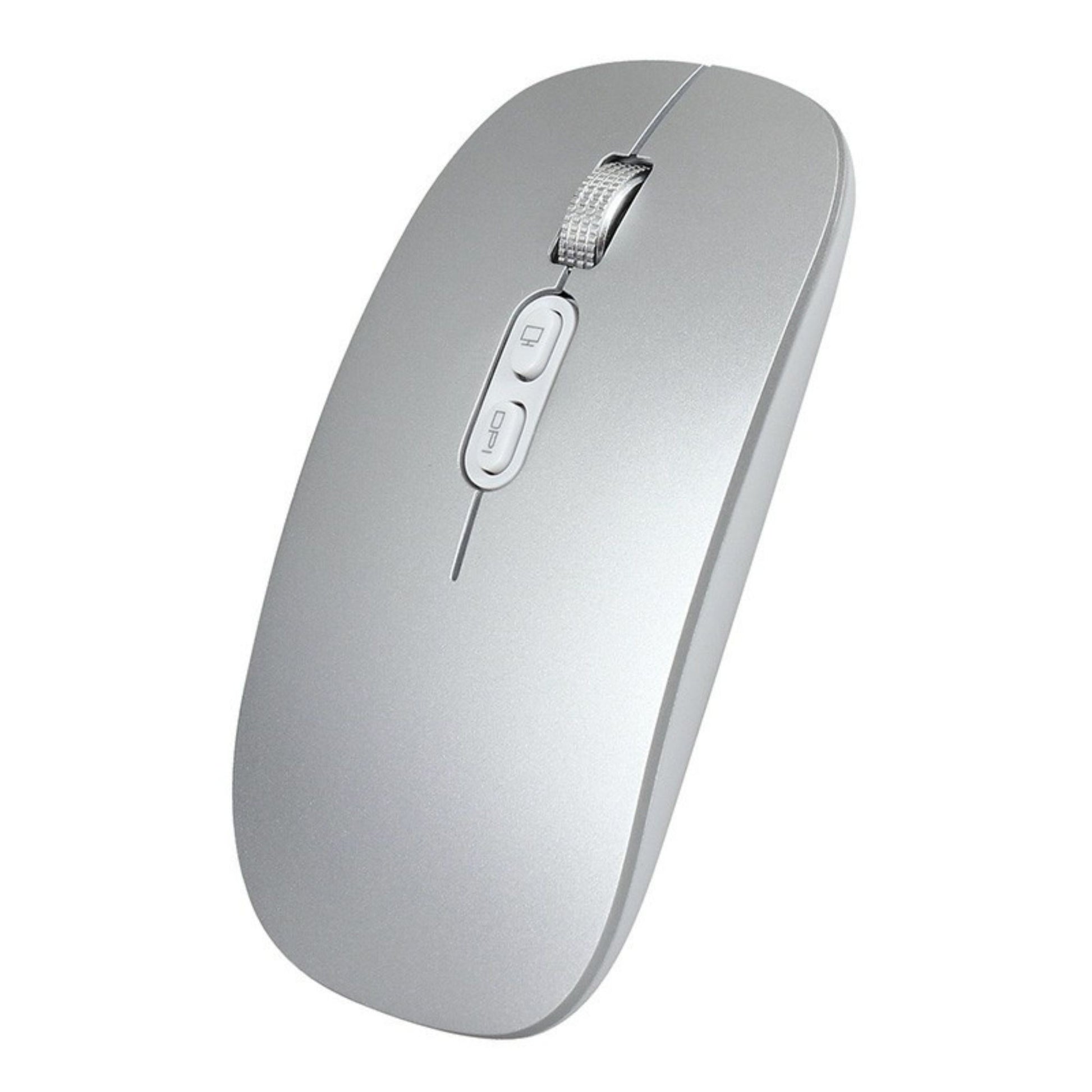 Mouse Wireless Reincarcabil, Klevo, Compatibil Windows/macOS, Bluetooth 5.1 + 2.4GHz, Silentios, DPI 800/1200/1600, Argint