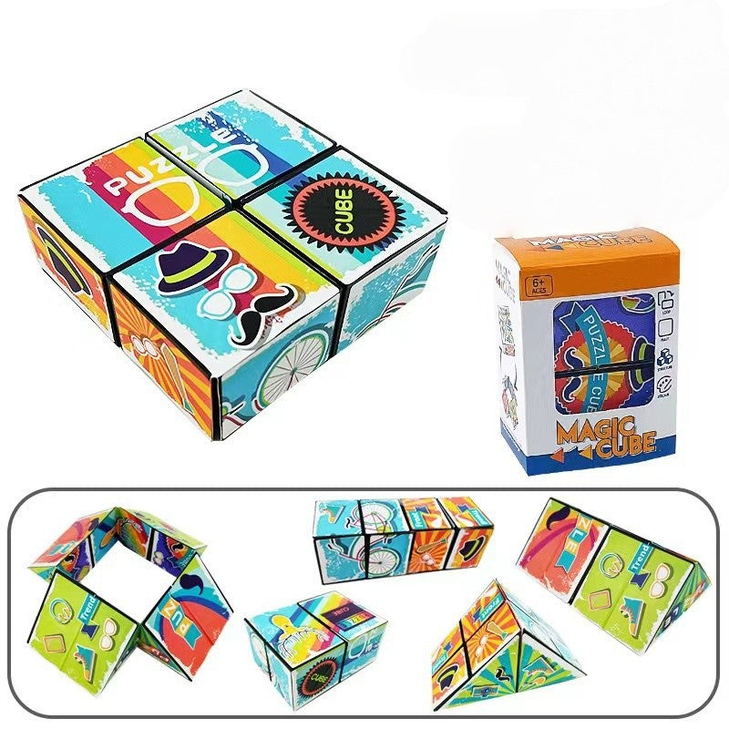 Jucarie Interactiva, Klevo, Magic Cube, Puzzle, Diferite Forme, Anti-stress, 8 x 8 x 3  cm, Multicolor