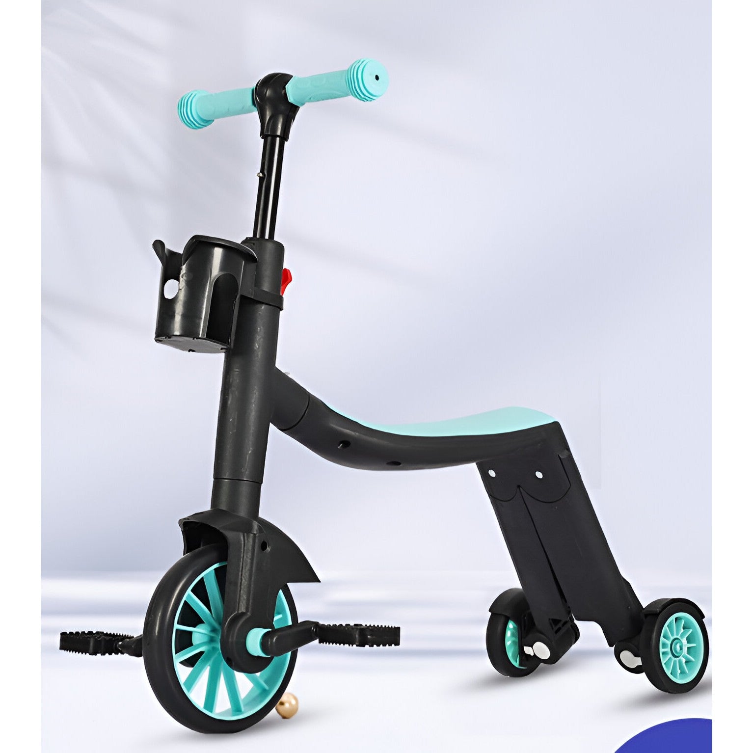 Bicicleta 8 in 1, Klevo, Transformabila, Multifunctionala, Reglare Inaltime, cu Maner de Impingere Detasabil, Tricicleta, Trotineta, 3 Roti, Pedale, Cosulet, 3-6 Ani, Albastru