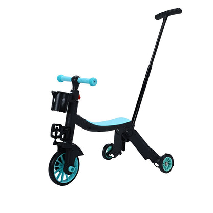 Bicicleta 8 in 1, Klevo, Transformabila, Multifunctionala, Reglare Inaltime, cu Maner de Impingere Detasabil, Tricicleta, Trotineta, 3 Roti, Pedale, Cosulet, 3-6 Ani, Albastru