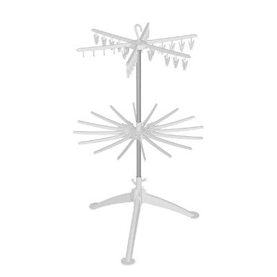 Uscator de Rufe Vertical, Klevo, 2 Niveluri, Pliabil, din ABS+PP+Otel Inoxidabil, Rotire 360 Grade, 130 x 75 cm, Alb