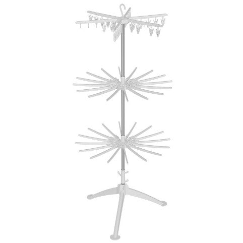 Uscator de Rufe Vertical, Klevo, 3 Niveluri, Pliabil, din ABS+PP+Otel Inoxidabil, Rotire 360 Grade, 178.7 x 75 cm, Alb