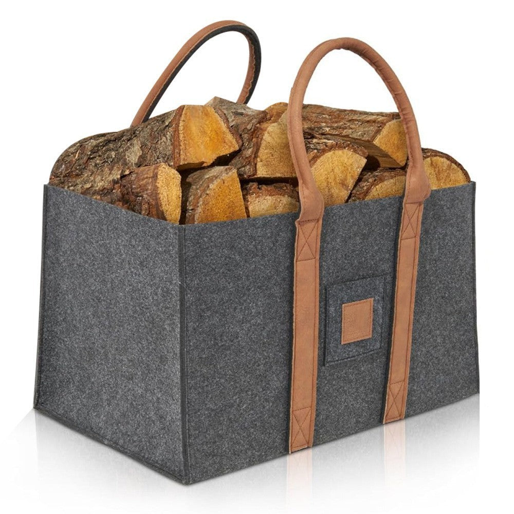 Cos Multifunctional pentru Rufe, Cos Depozitare, Klevo, Gri Inchis, 50x34x32, Geanta Durabila pentru Lemne si Accesorii