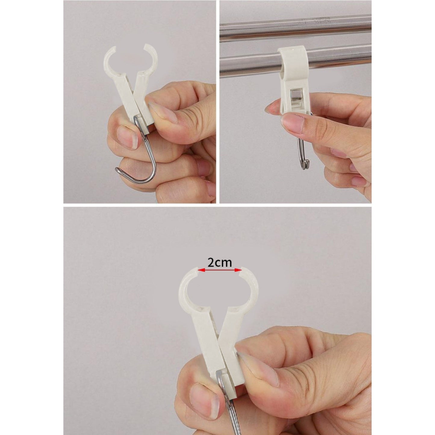 Set 4 Carlige Multifunctionale, Klevo, Tubulare, Pentru Baie/Bucatarie, din ABS, 8.7 x 3.5 cm, Alb