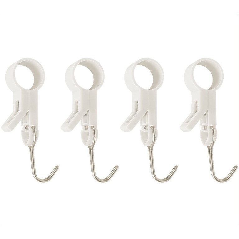 Set 4 Carlige Multifunctionale, Klevo, Tubulare, Pentru Baie/Bucatarie, din ABS, 8.7 x 3.5 cm, Alb