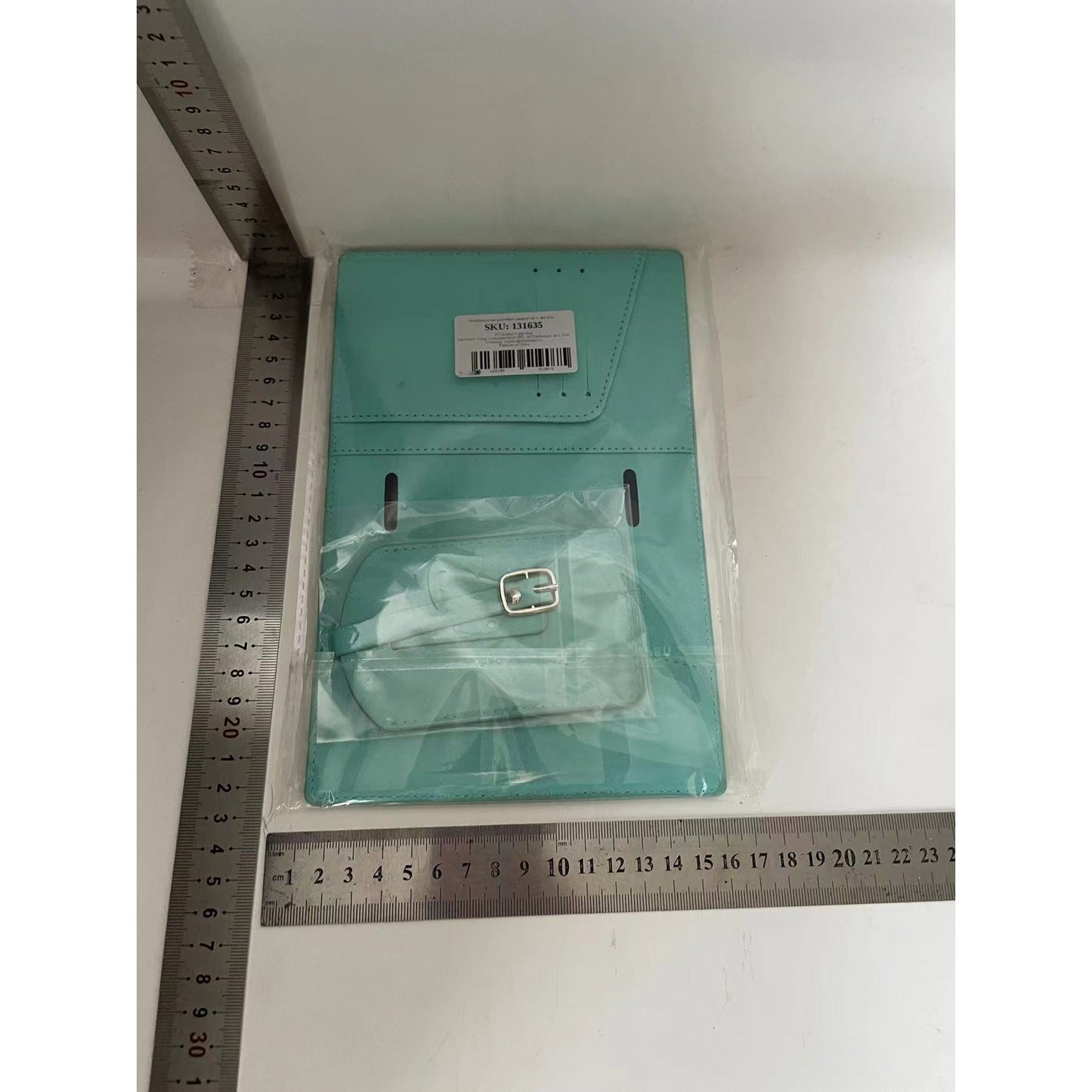 Portofel pentru Pasaport si Carduri, Klevo, 23x16 cm, 70g, din Piele PU, Suport Pix, Accesoriu Suport Eticheta, Unisex, Multifunctional, Bleu