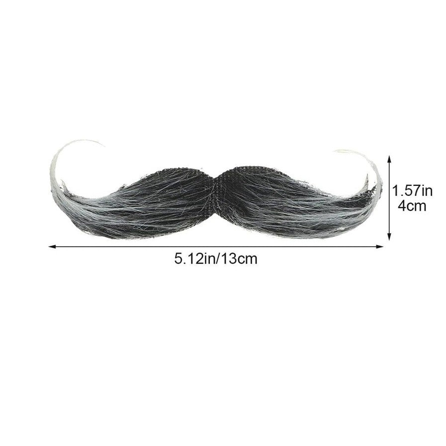 Mustata Falsa pentru Deghizari, Klevo, Petreceri Tematice, din Panza, Autoadeziv, 13 x 4 cm, Model Grizonat 1, Negru/Alb
