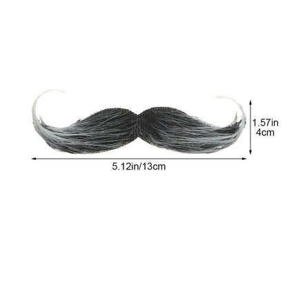 Mustata Falsa pentru Deghizari, Klevo, Petreceri Tematice, din Panza, Autoadeziv, 13 x 4 cm, Model Grizonat 1, Negru/Alb