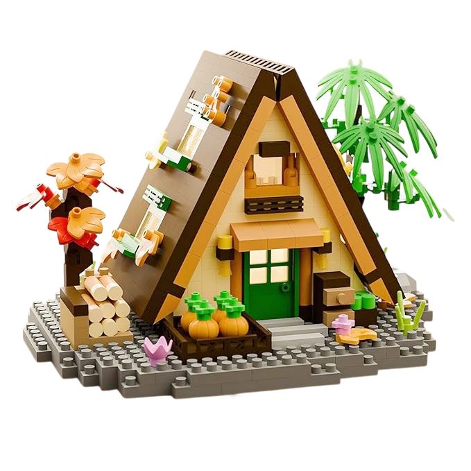 Set constructie, Klevo, Forest Log Cabin, din ABS, Model Casuta din Gradina cu Legume, 721 piese, 12.6x9.4x8 cm, Multicolor