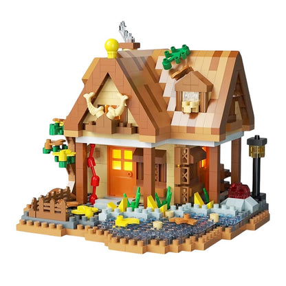 Set constructie, Klevo, Forest Log Cabin, din ABS, Model Casuta Calduroasa, 860 piese, 11.5x10.2x10 cm, Multicolor