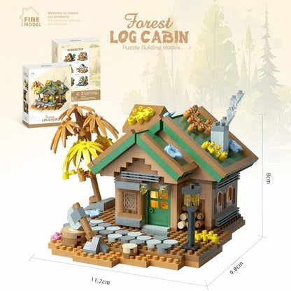 Set constructie, Klevo, Forest Log Cabin, din ABS, Model Casuta din Padure, 781 piese, 11.2x9.8x8 cm, Multicolor