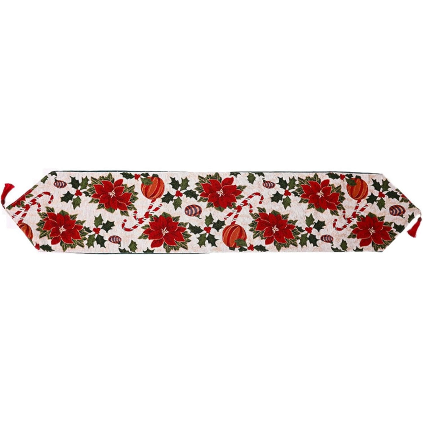 Napron Decorativ pentru Masa, Klevo, Model Flori, Tematica Craciun, 35 x 180 cm, Rosu