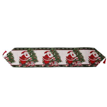 Napron Decorativ pentru Masa, Klevo, Model Mos Craciun, Tematica Craciun, 35 x 180 cm, Rosu/Verde