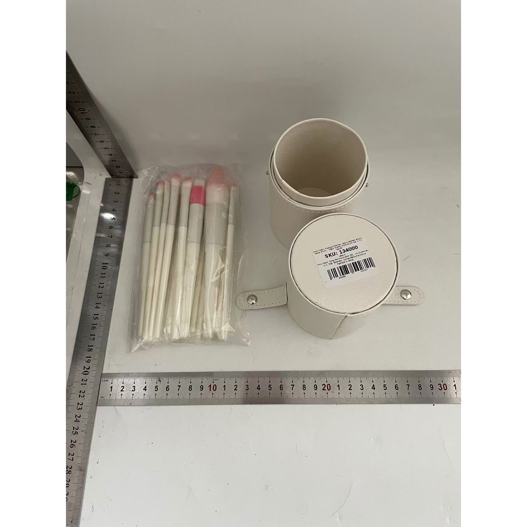 Set 14 Pensule de Machiaj cu Peri Moi, Klevo, cu Suport pentru Depozitare, Bej