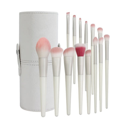 Set 14 Pensule de Machiaj cu Peri Moi, Klevo, cu Suport pentru Depozitare, Bej