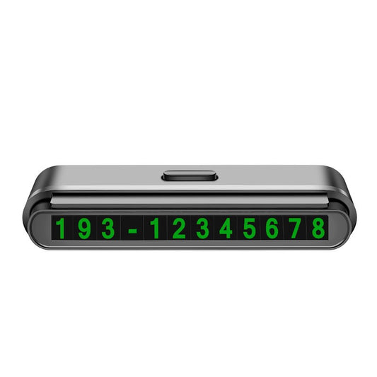 Suport Numar de Telefon pentru Parcare Auto, Klevo, Suport pentru Numarul de telefon, Banda glisanta pentru Ascundere, Banda Adeziva Inclusa, 120 x 48 x 24 mm, Cifre Verzi, Negru Mat
