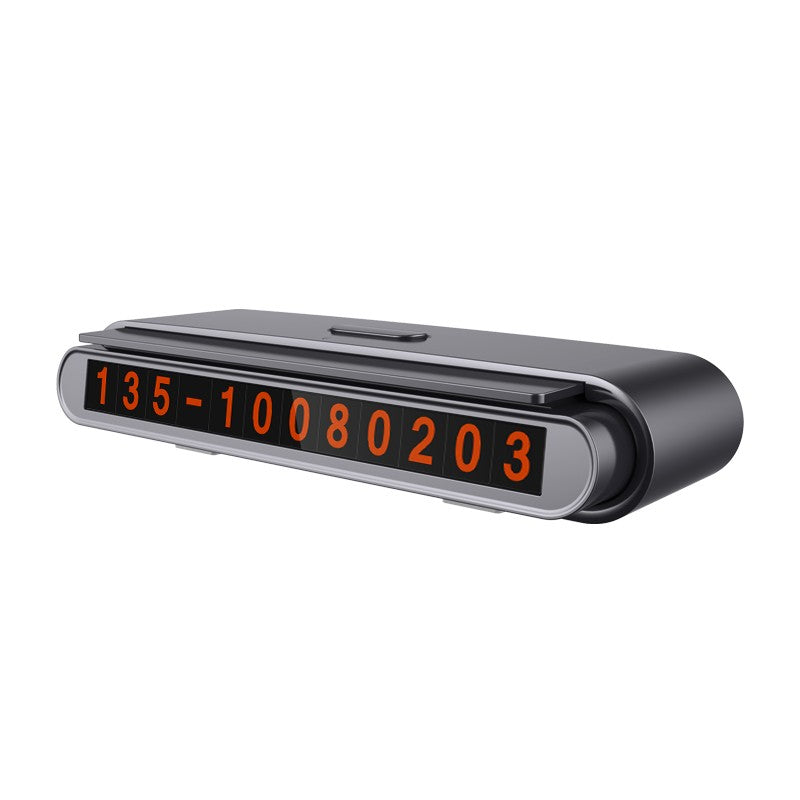 Suport Numar de Telefon pentru Parcare Auto, Klevo, Suport pentru Numarul de telefon, Banda glisanta pentru Ascundere, Banda Adeziva Inclusa, 120 x 48 x 24 mm, Cifre Rosii, Negru