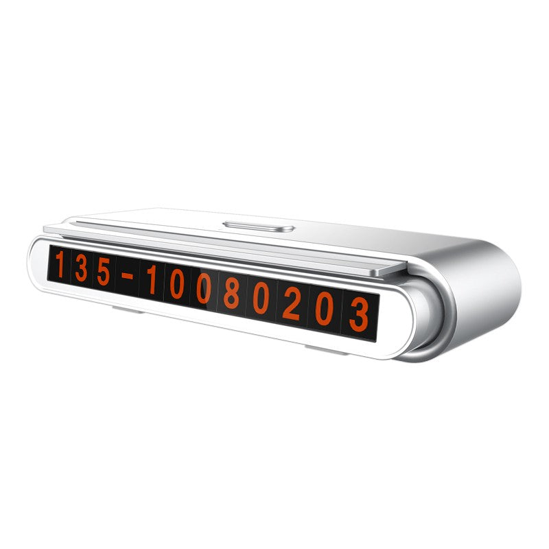 Suport Numar de Telefon pentru Parcare Auto, Klevo, Suport pentru Numarul de telefon, Banda glisanta pentru Ascundere, Banda Adeziva Inclusa, 120 x 48 x 24 mm, Cifre Rosii, Gri deschis