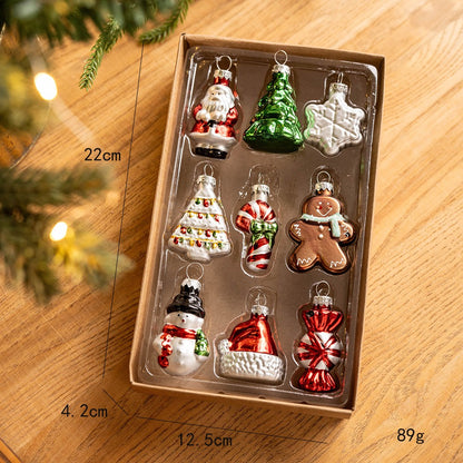 Set 9 Decoratiuni de Craciun, Klevo, pentru Brad, 5 cm, din Sticla, 22 x 12.5 x 4.2 cm, Multicolor
