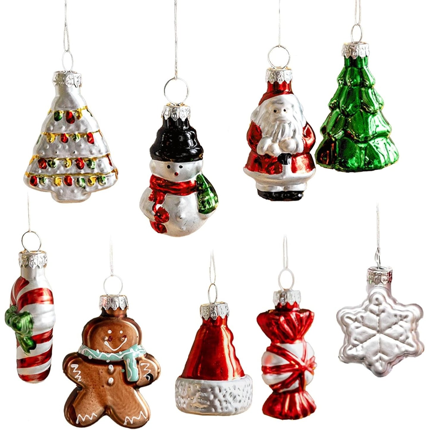 Set 9 Decoratiuni de Craciun, Klevo, pentru Brad, 5 cm, din Sticla, 22 x 12.5 x 4.2 cm, Multicolor