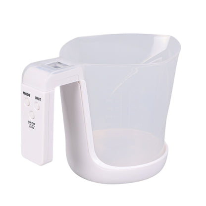 Cantar de Bucatarie 2 in 1, Klevo, Model Electronic, Tip Cana Gradata cu Masurare, pentru Lichide si Solide, Display Automat, 21.5 x 14.3 x 15 cm, Alb