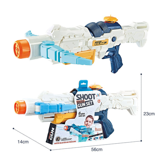 Pistol cu Apa, Klevo, +6 Ani, Rezervor 700 ml, 4 Moduri de Stropire, din Plastic, 56 x 37 x 23 cm, Alb