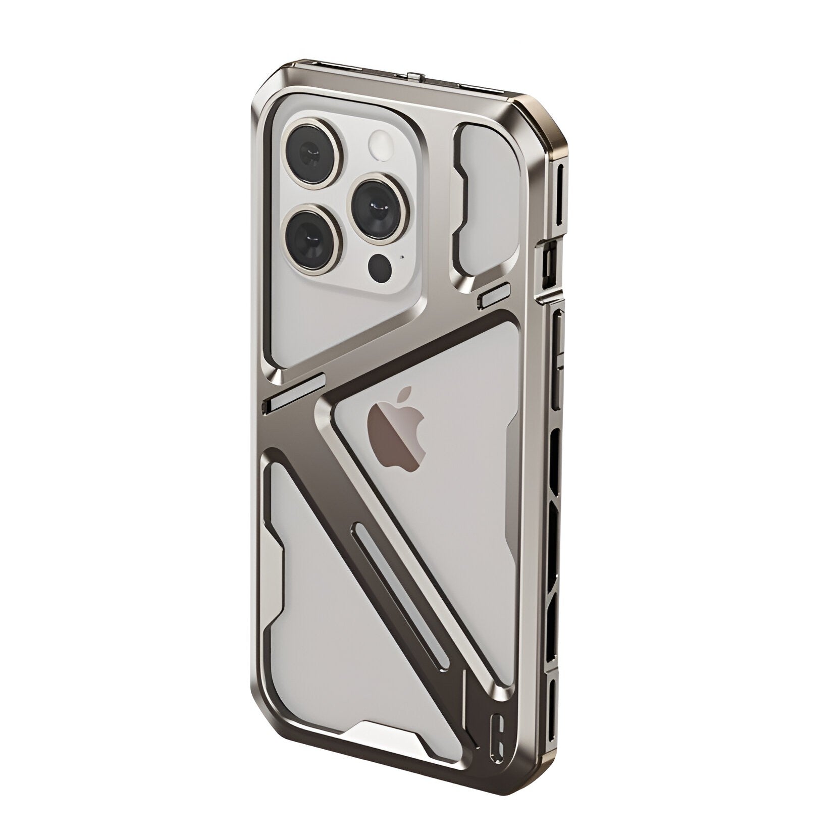 Husa de Protectie Armor Metal Compatibila cu iPhone 15 Pro Max, Klevo, Antizgariere, Antisoc, Protectie Supraincalzire, Gri Metalizat