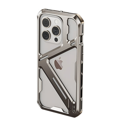 Husa de Protectie Armor Metal Compatibila cu iPhone 15 Pro Max, Klevo, Antizgariere, Antisoc, Protectie Supraincalzire, Gri Metalizat