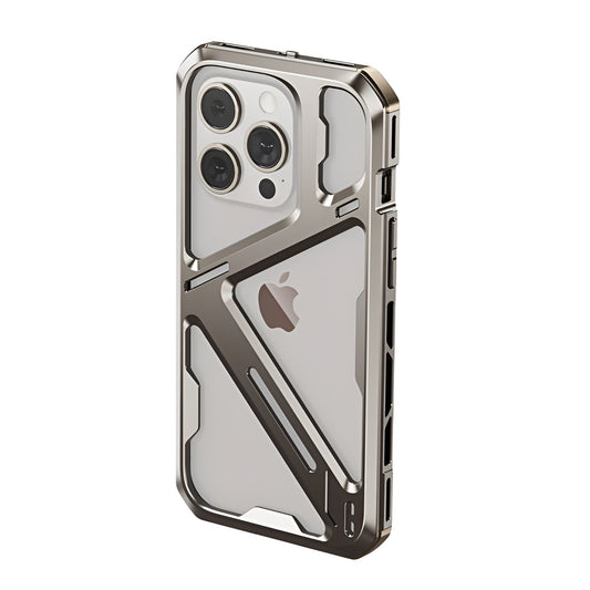 Husa de Protectie Armor Metal Compatibila cu iPhone 15 Pro Max, Klevo, Antizgariere, Antisoc, Protectie Supraincalzire, Gri Metalizat