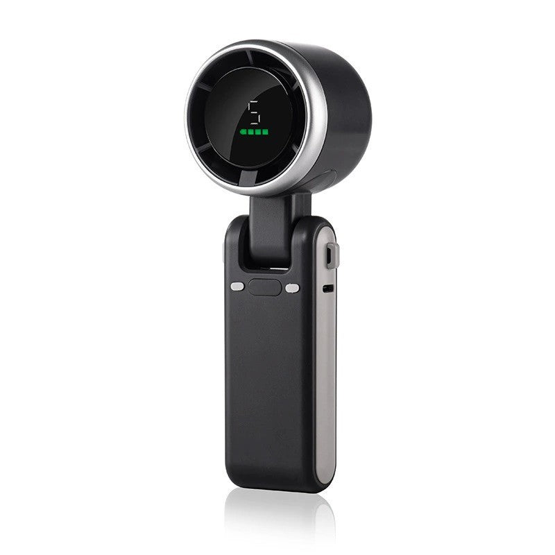 Mini Ventilator Portabil, Klevo, 5 Trepte de Viteza, Afisaj Digital, Incarcare USB, 5V, 2A, 5.95 x 5.2 x 17.2 cm, Negru
