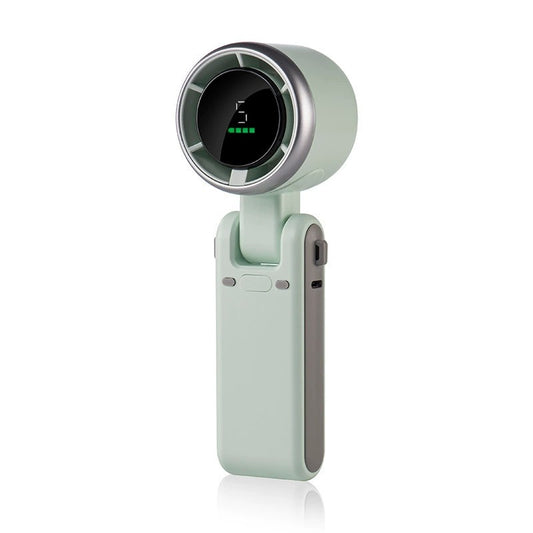 Mini Ventilator Portabil, Klevo, 5 Trepte de Viteza, Afisaj Digital, Incarcare USB, 5V, 2A, 5.95 x 5.2 x 17.2 cm, Verde
