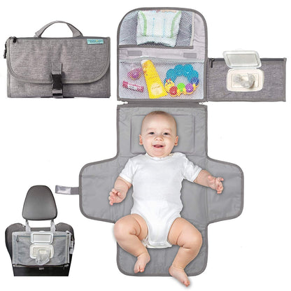Geanta Multifunctionala, Klevo, Tip Aleza de Schimbat Scutece, Impermeabila, din Panza Oxford, cu Buzunare, Usor de Agatat, 30 x 20 cm, Gri
