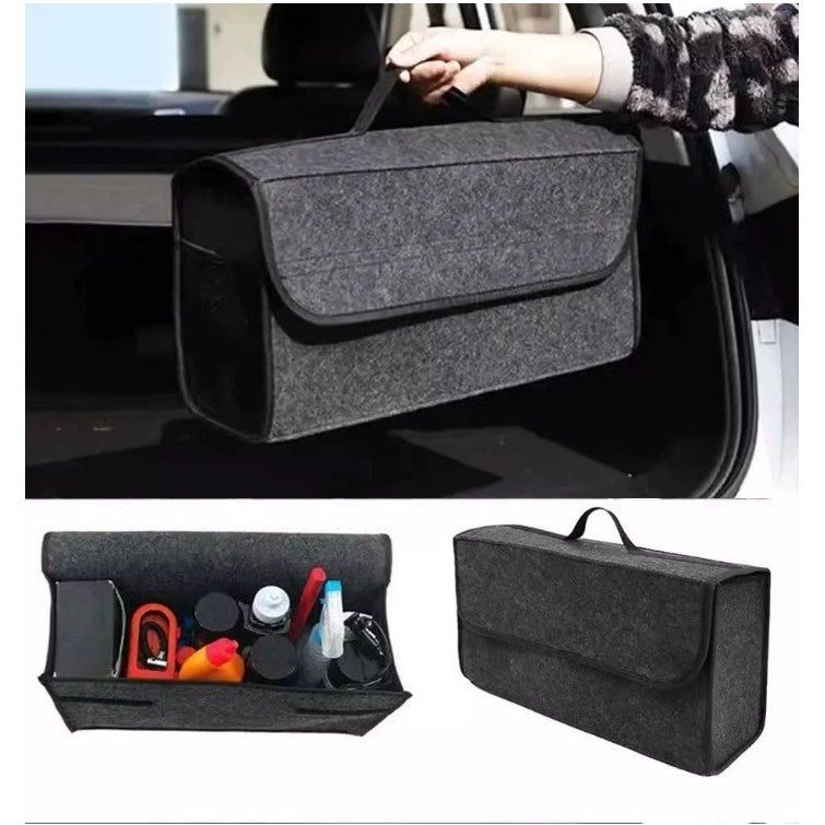 Organizator Portbagaj Auto Pliabil, Klevo, Cutie Depozitare Multifunctionala, Material Textil Non Woven, 50 x 17 x 24 cm, Gri